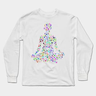 Colourful Yoga Lover Yoga Lotus Pose Design Long Sleeve T-Shirt